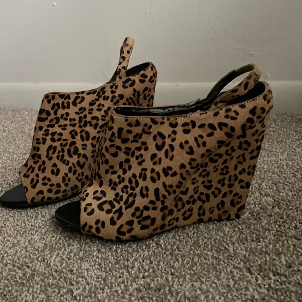 Bebe Leopard print wedge shoes